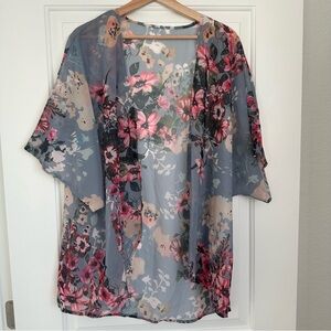 Floral Kimono Coverup Sleeve Top